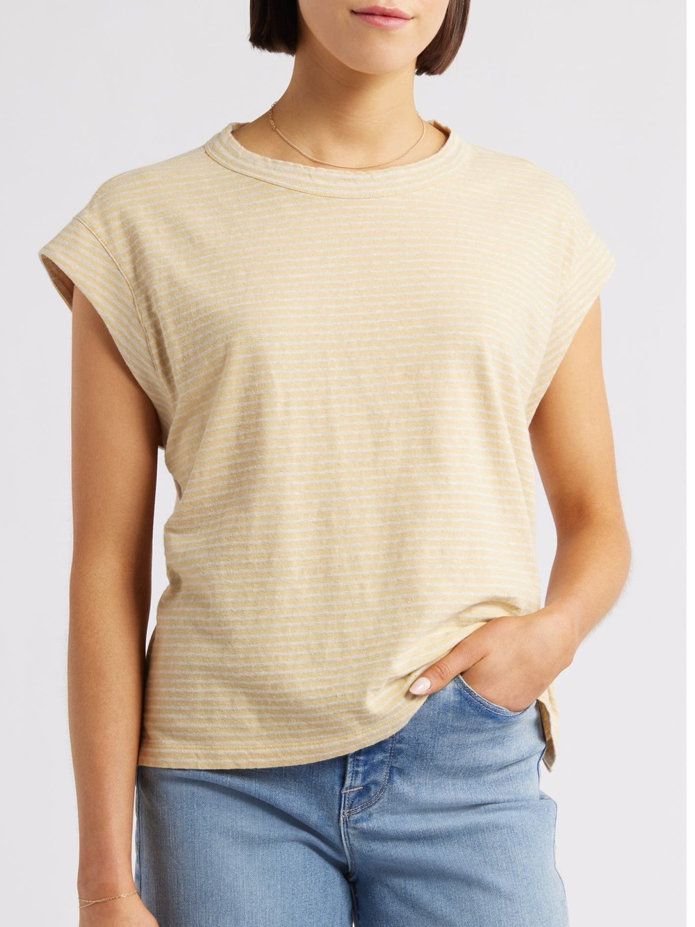 Madewell Soft Yellow Striped Tank